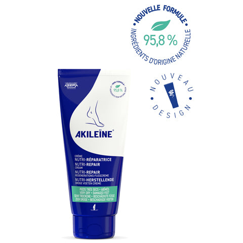 AKILEINE Dry Foot Nutri-Repair Cream 100ml New Formula with 95.8% ingredients of natural origin