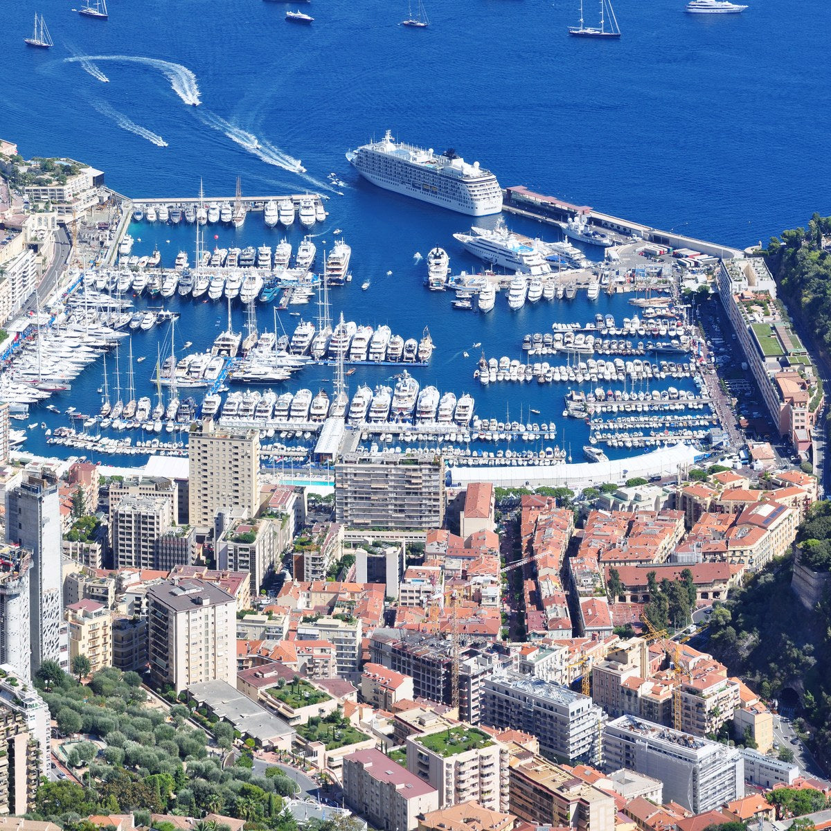 The Rock and the harbour of Monaco seen from La Turbie