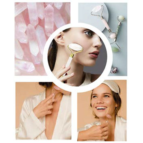 HELIABRINE Pink Quartz Facial Massage Roller - The Beauty Shoppers